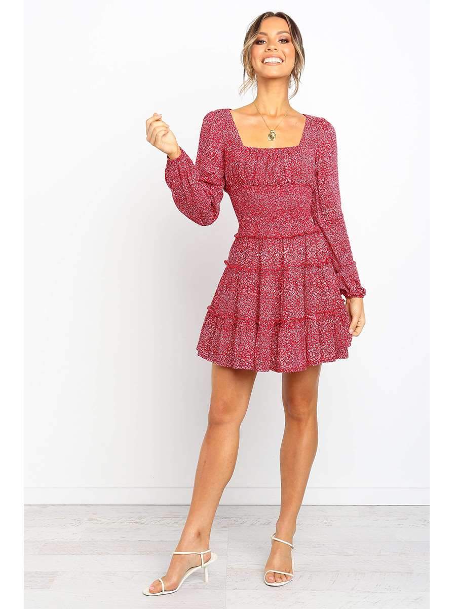 Fashion  Stringy selvedge Drape Long sleeve Skater Dresses