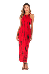 Sexy Print Sleeveless Vest Round neck Maxi Dresses