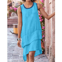 Casual Pure Round neck Sleeveless Shift Dresses