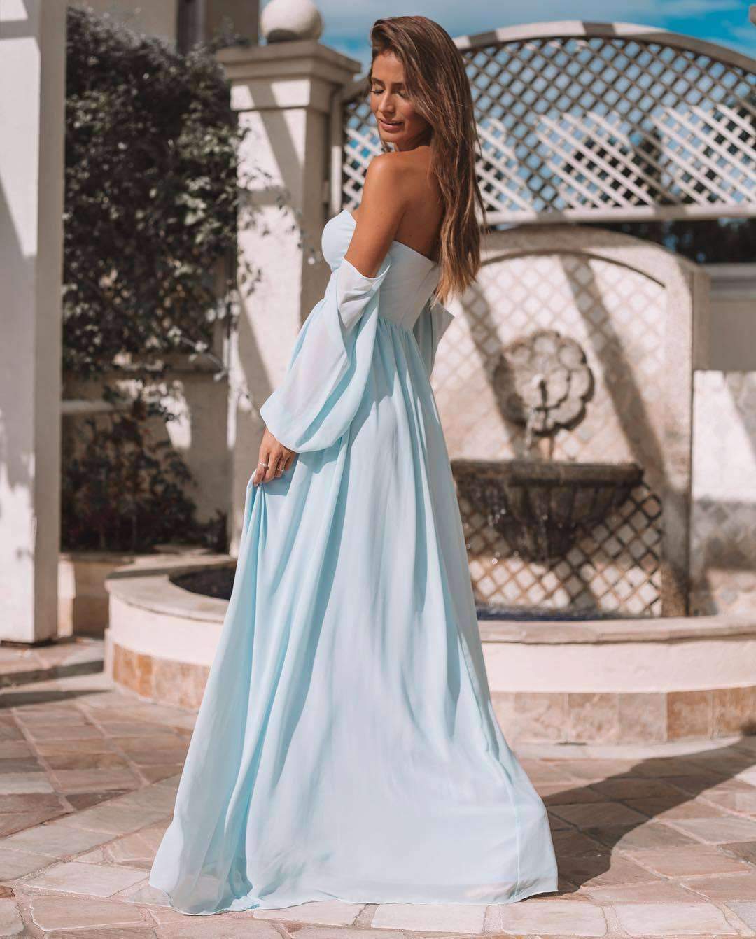 Fashion Off shoulder Vent Evening Dresses