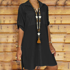 Fashion Pure Short sleeve Lapel Blouses