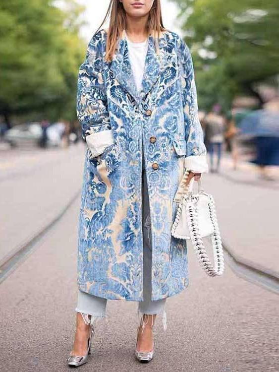 Fashion Print Long sleeve Coats