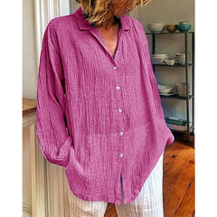 V-Neck Long Sleeve Solid Women Blouse