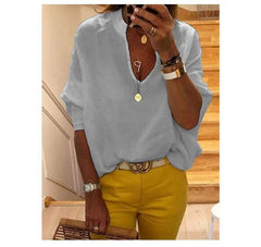 Fashion Loose V neck Women Blouses