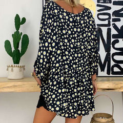 Casual Loose V neck Print Long sleeve T-Shirts