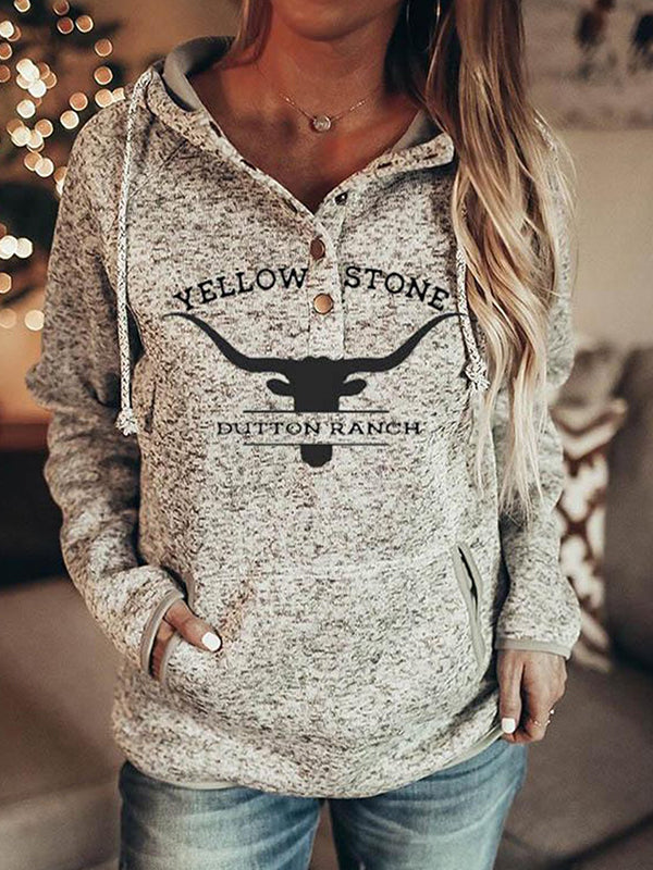 Women hoodied printed fashion long sleeve pockets hoodies