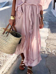 Chiffon Plain wasit tie women maxi dresses
