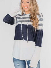 Loose Long sleeve Hoodies Stripe Hoodies & Sweatshirts