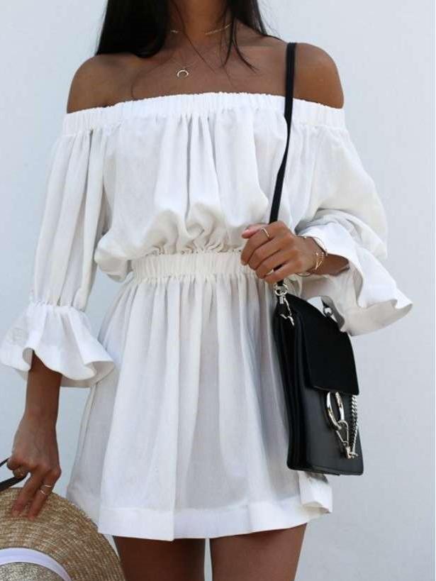 Fashion Off shoulder  Falbala Skater Dresses