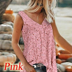 Fashion Print V neck Vest T-Shirts