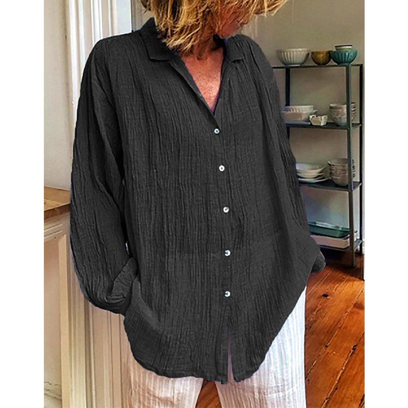 V-Neck Long Sleeve Solid Women Blouse