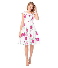 Fashion Print V neck Skater Dresses