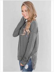 Fashion Loose Round neck Zipper Hoodies & Sweatshirts