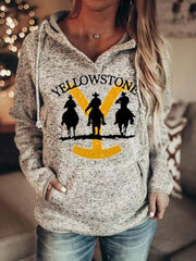 Women hoodied printed fashion long sleeve pockets hoodies