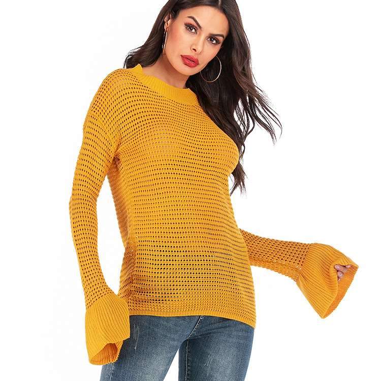 Fashion Plus Knit Hollow out Mandarin sleeve Sweaters