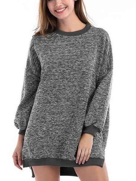 Fashion Round neck Long sleeve Irregular Sweaters