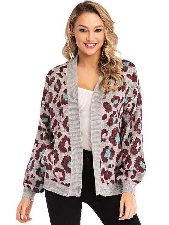 Sexy Loose Leopard print Knit Cardigan