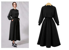 Plus Casual Pure  Sweatshirt Skater Dresses