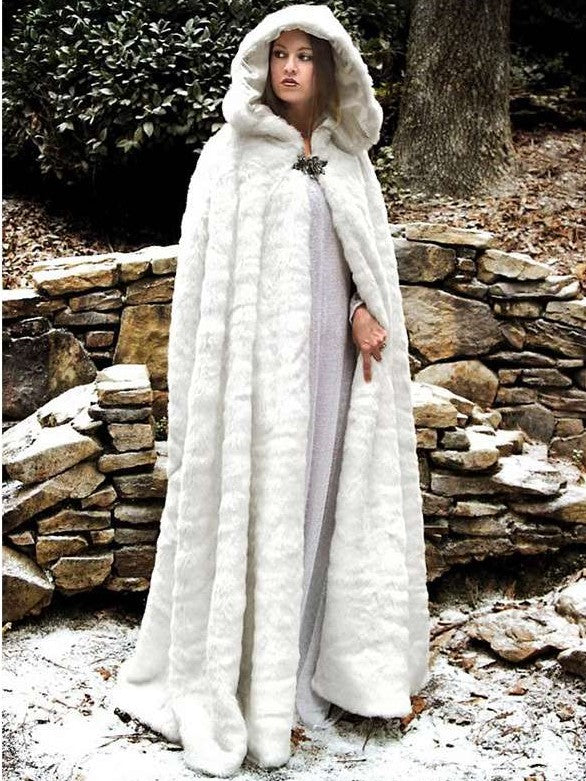 Fashion Pure Plush Long Hoodie Cloak Coats