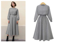 Plus Casual Pure  Sweatshirt Skater Dresses