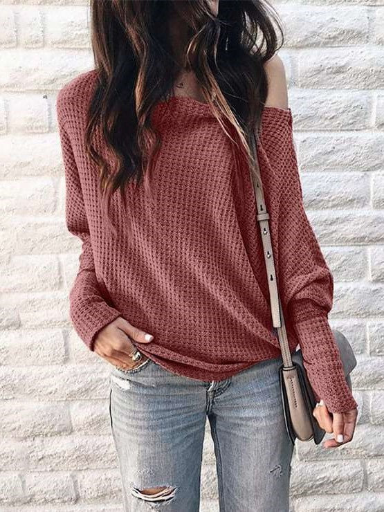Fashion Pure One shoulder Long sleeve T-Shirts