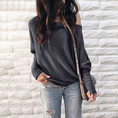 Fashion Pure One shoulder Long sleeve T-Shirts