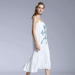 Casual Print Round neck Vest Maxi Dresses