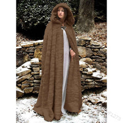 Fashion Pure Plush Long Hoodie Cloak Coats