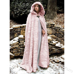 Fashion Pure Plush Long Hoodie Cloak Coats