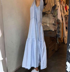 Casual Pure Gored Round neck Sleeveless Maxi Dresses