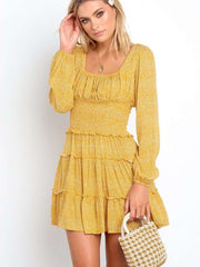 Fashion  Stringy selvedge Drape Long sleeve Skater Dresses