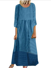 Fashion Round neck Gored Long sleeve Maxi Dresses