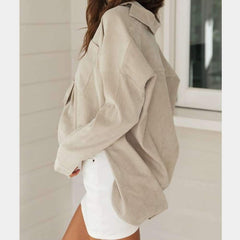 Loose Pure Lapel Long sleeve Blouses