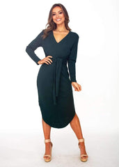 Fashion Long sleeve Lacing Vent V neck Skater Dresses