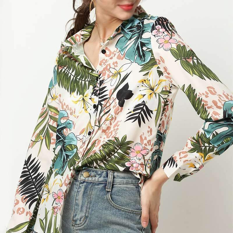 Fashion Casual Print Long sleeve Blouses