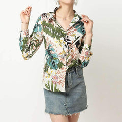 Fashion Casual Print Long sleeve Blouses