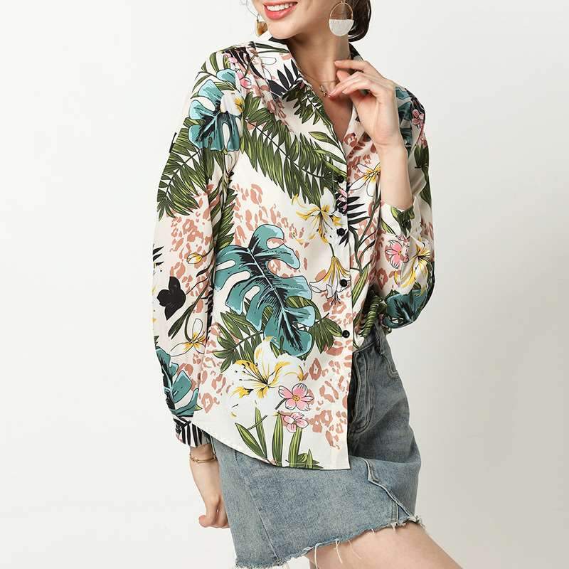 Fashion Casual Print Long sleeve Blouses