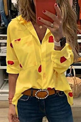 Fashion Print Long sleeve Lapel Blouses