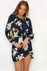 Fashion Print Round neck Long sleeve Tee Skater Dresses