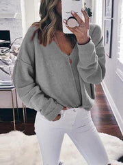 V Neck Long Sleeve Woman Sweater