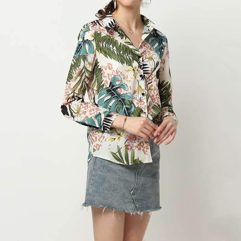 Fashion Casual Print Long sleeve Blouses