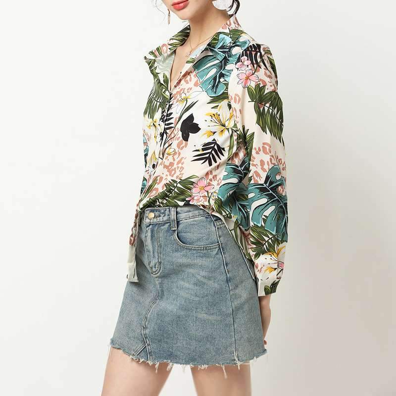 Fashion Casual Print Long sleeve Blouses