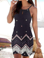 Fashion Print Vest Sleeveless Shift Dresses
