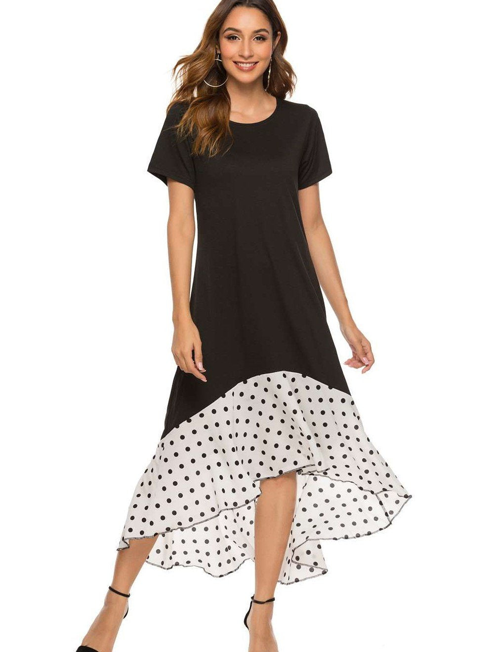 Casual Gored Point Short sleeve Maxi Dresses