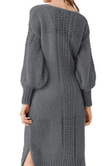 Fashion Pure Hollow out Knit Sweater Maxi Dresses