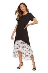 Casual Gored Point Short sleeve Maxi Dresses