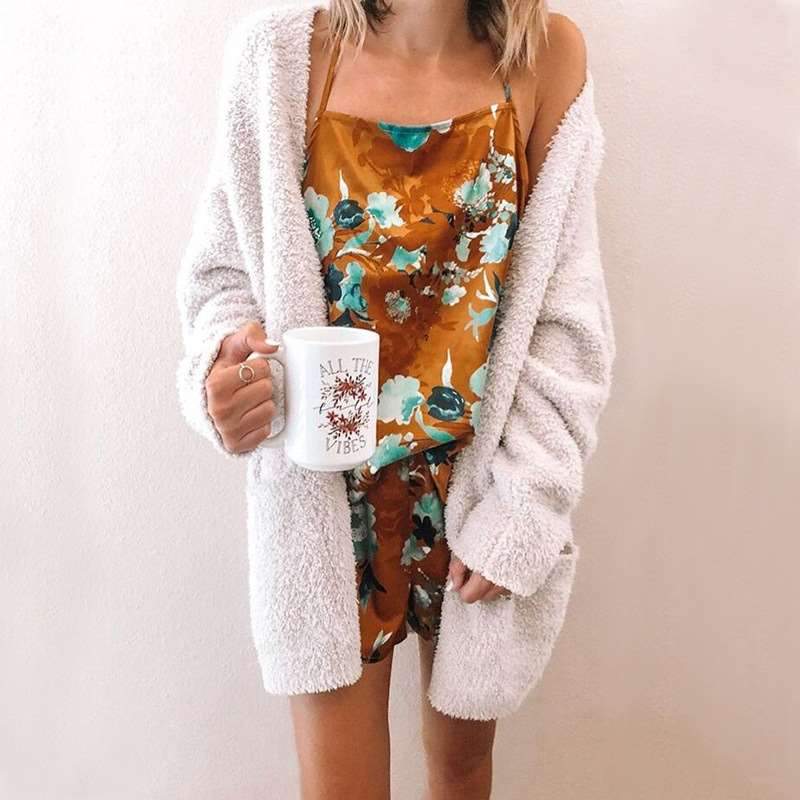 Fashion Plush Knit Cardigan Coat