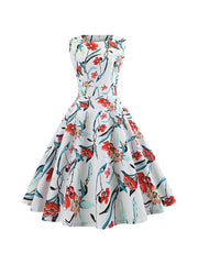 Round Neck Floral Printed Skater Dress