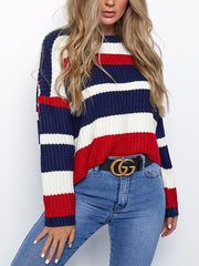 Colorful Woman Round Neck Long Sleeve Woman Fashion Sweater For Fall