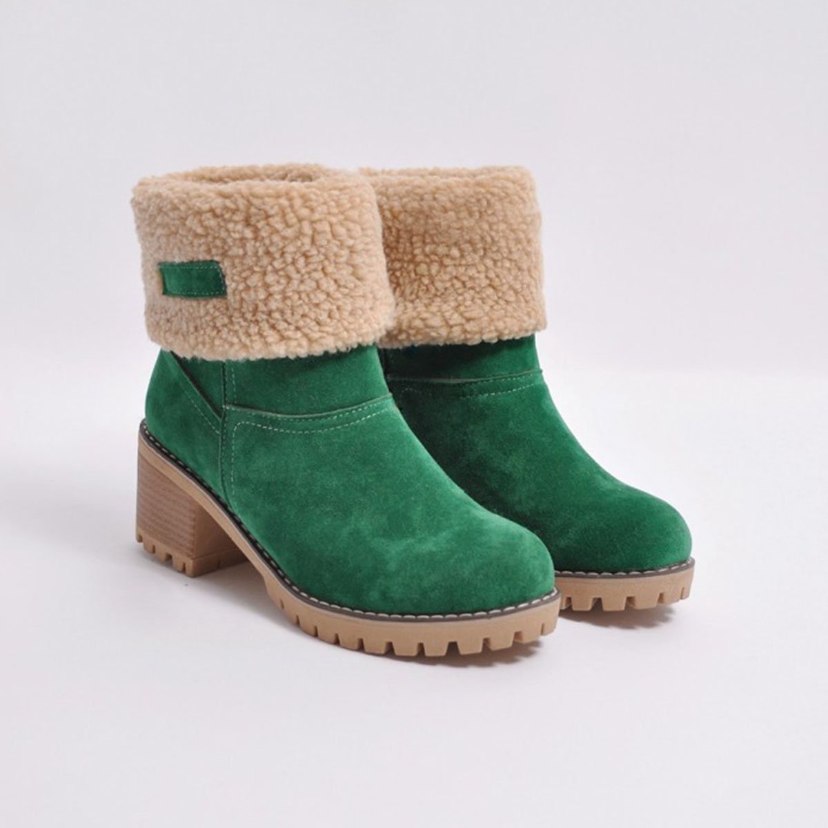 Plain Chunky Mid Heeled Date Ankle Boots